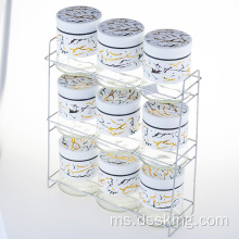 Marble Kitchen Spice Jar Seramik Set Gabungan Jar Perasa Rak Rempah Rempah Perasa Plastik